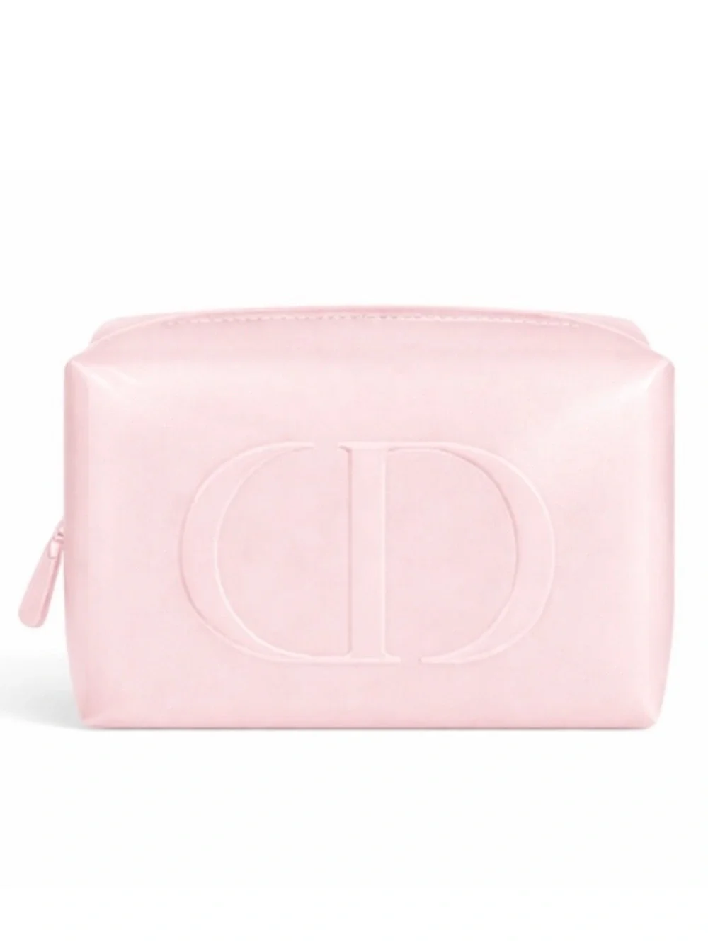 Dior Light Pink Patent Cosmetic Pouch with Embossed “CD” Logo